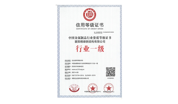 信用等級(jí)證書(shū)-行業(yè)一級(jí)